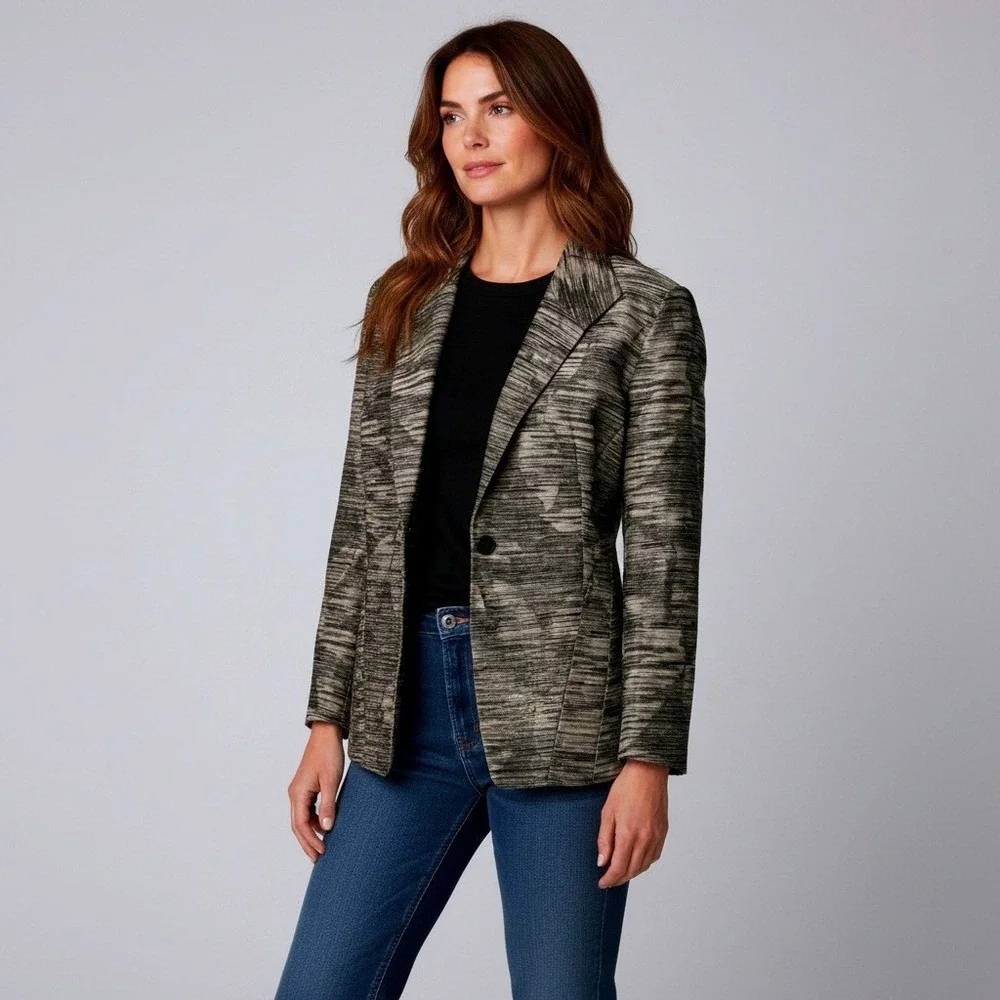 Lafayette 148 New York Size 18 Textured Jacquard Cotton Linen Blazer Jacket - Picture 8 of 9